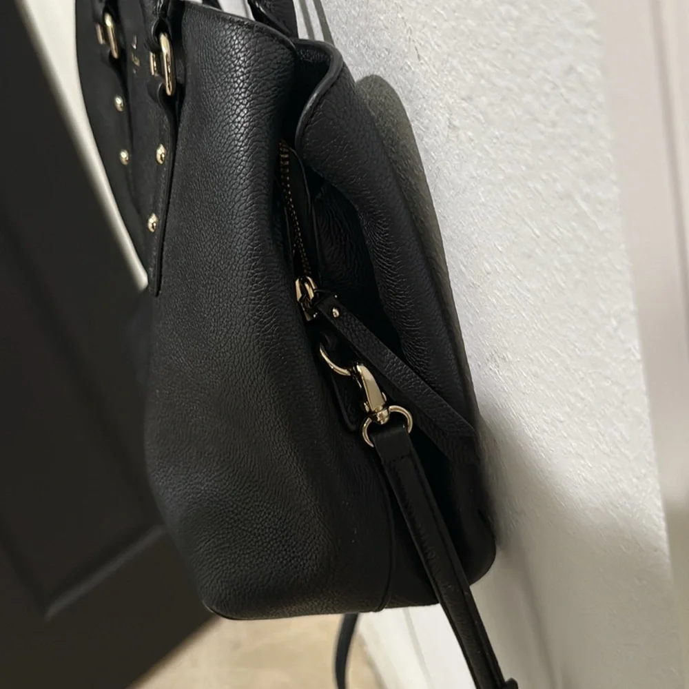 🖤 Kate Spade Black Leather Tote Bag Crossbody Handles 🖤 - Picture 3 of 10
